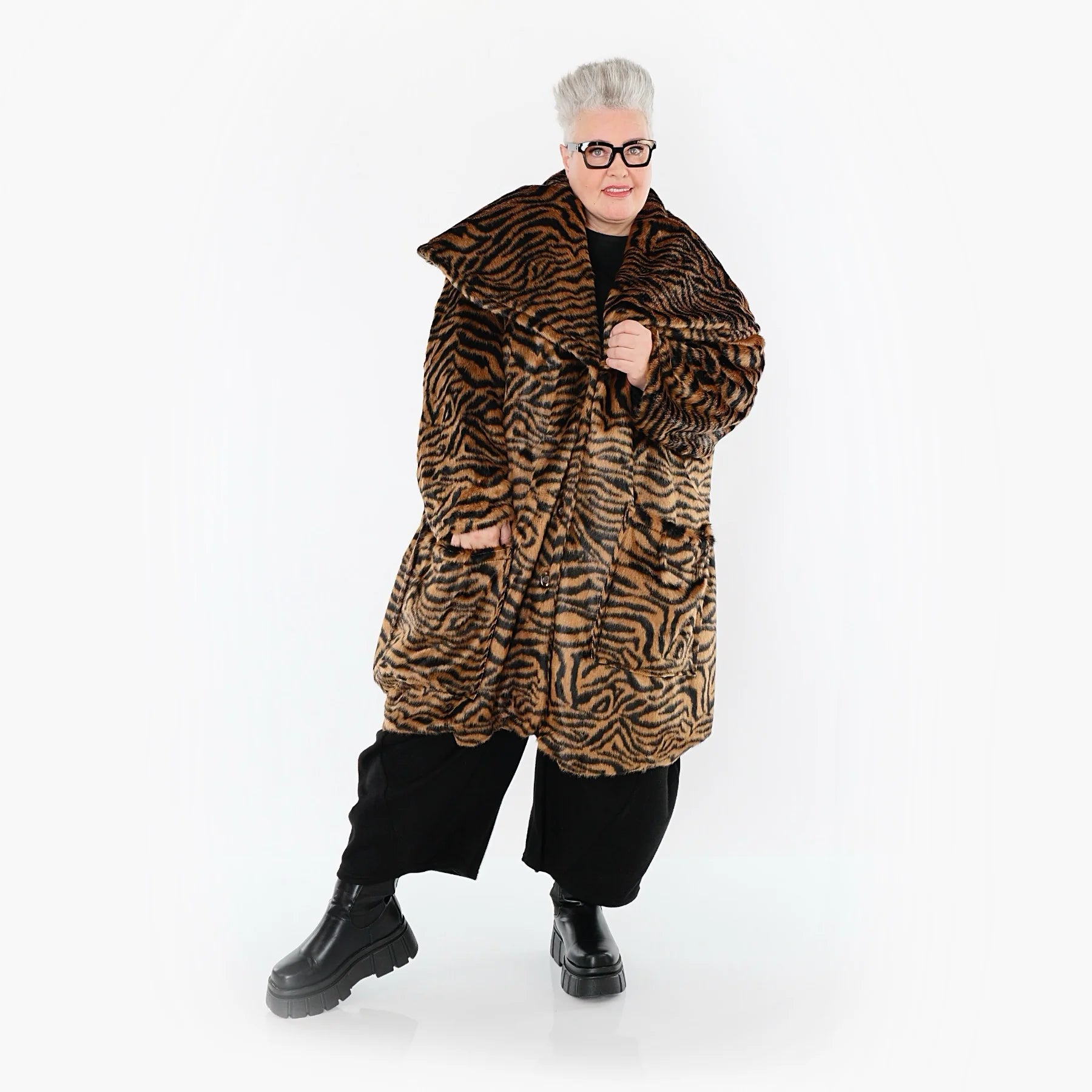  Ballonmantel von AKH Fashion aus Polyester, 1533.01776, Cognac/Schwarz, Zebra, Schick