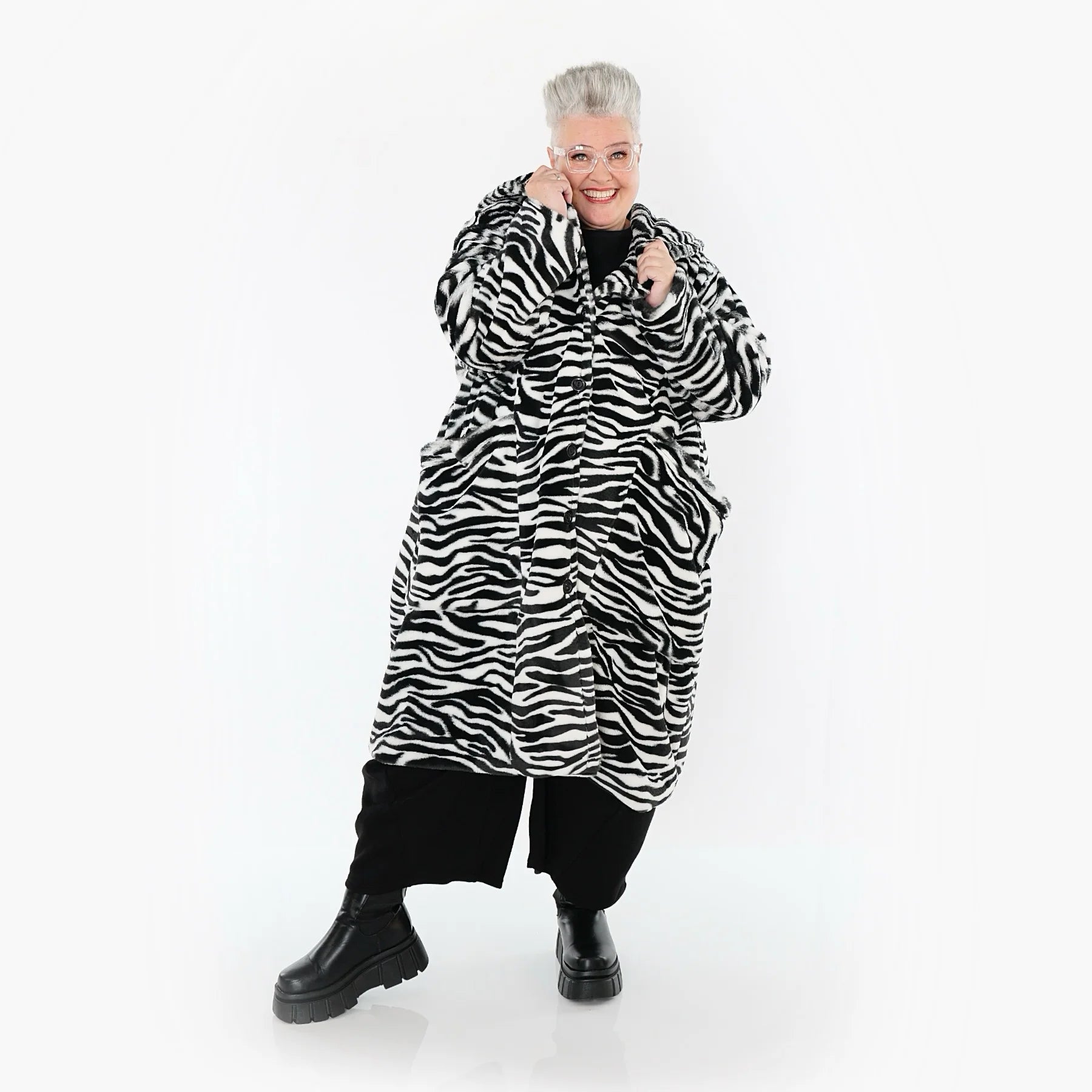  Ballonjacke von AKH Fashion aus Polyester, 1534.06889, Schwarz/Weiß, Zebra, Ausgefallen