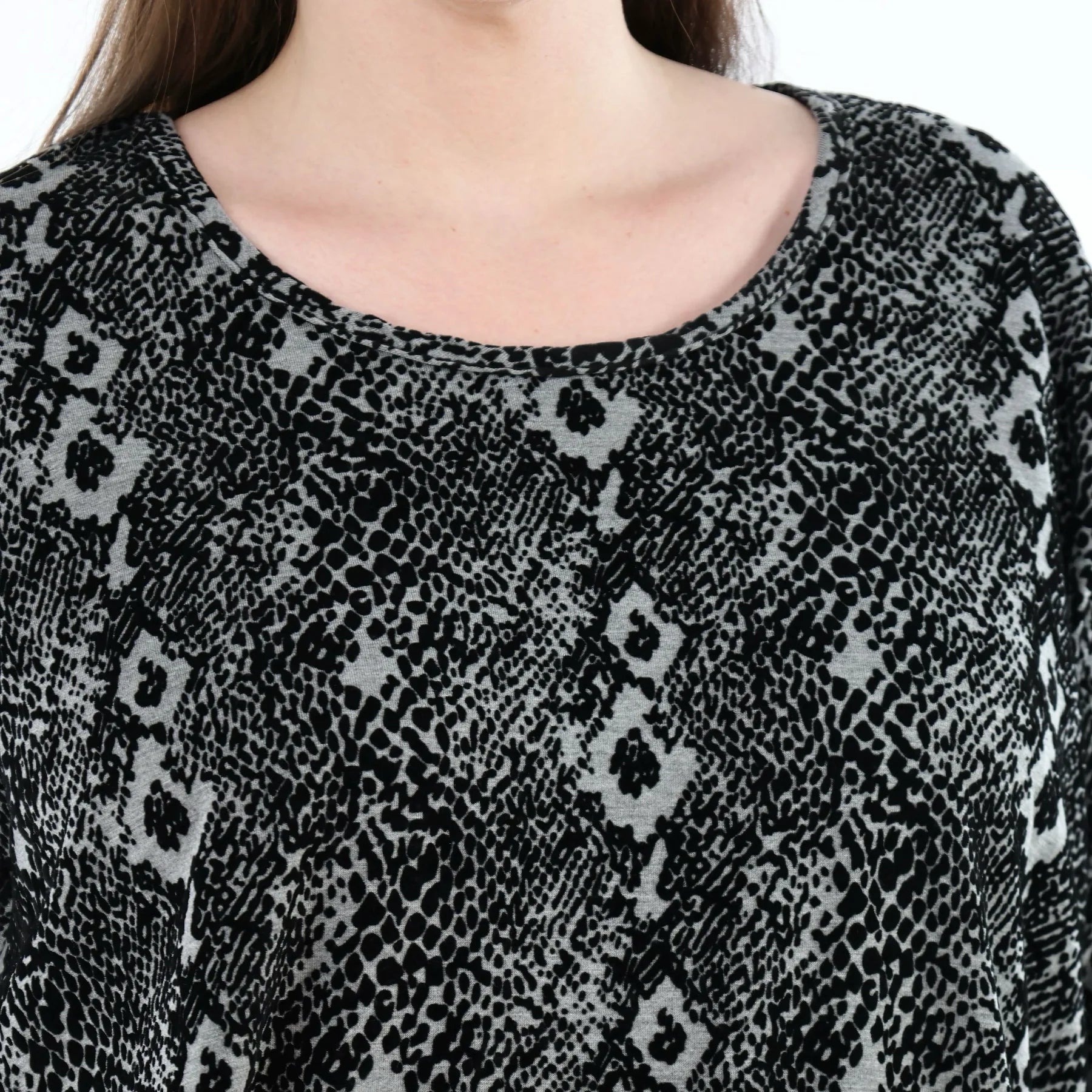  Ballonkleid von AKH Fashion aus Materialmix, 1541.01926, Grau/Schwarz, Reptil, Schick