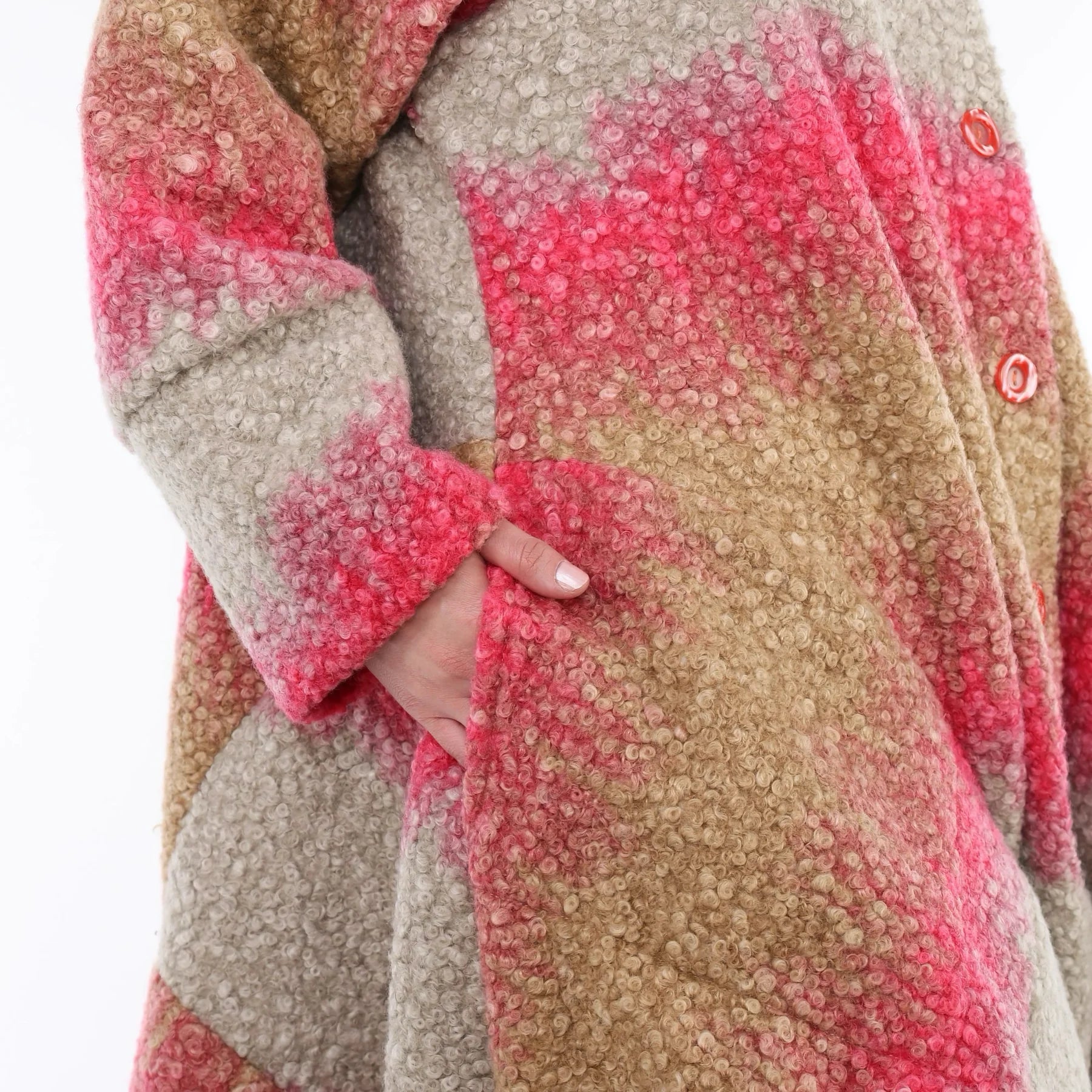  Ballonmantel von AKH Fashion aus Polyester, 1543.03023, Sand/Fuchsia, TwoTone, Schick