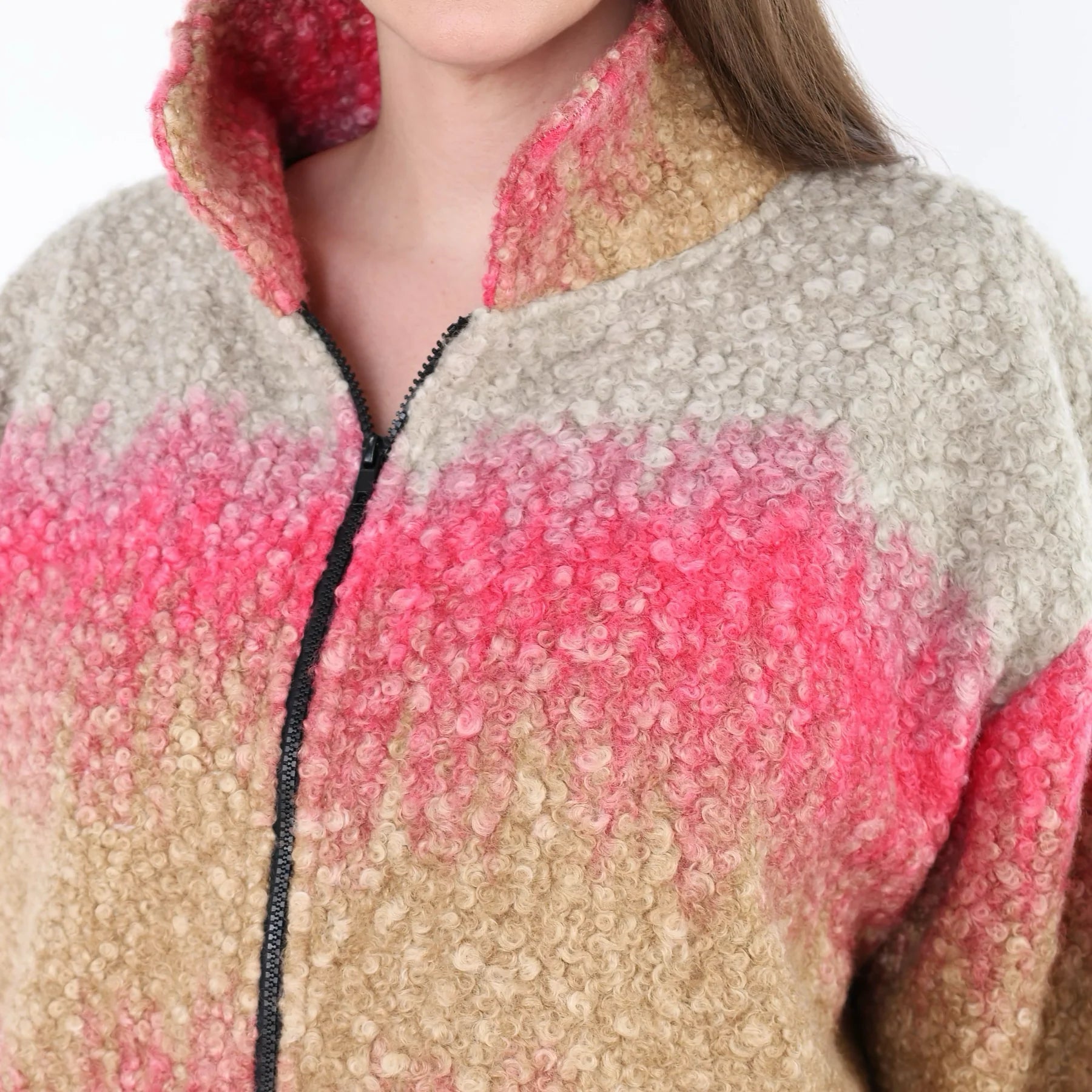  AKH Fashion Mantel in gerader Form, aus Polyester, 1543.06656, Sand/Fuchsia, TwoTone