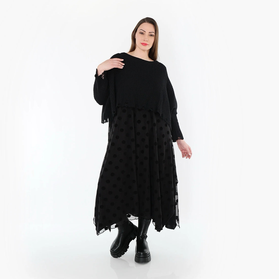  A-Form Tunika von AKH Fashion aus Polyester, 1544.05927, Schwarz, Punkte, Ausgefallen