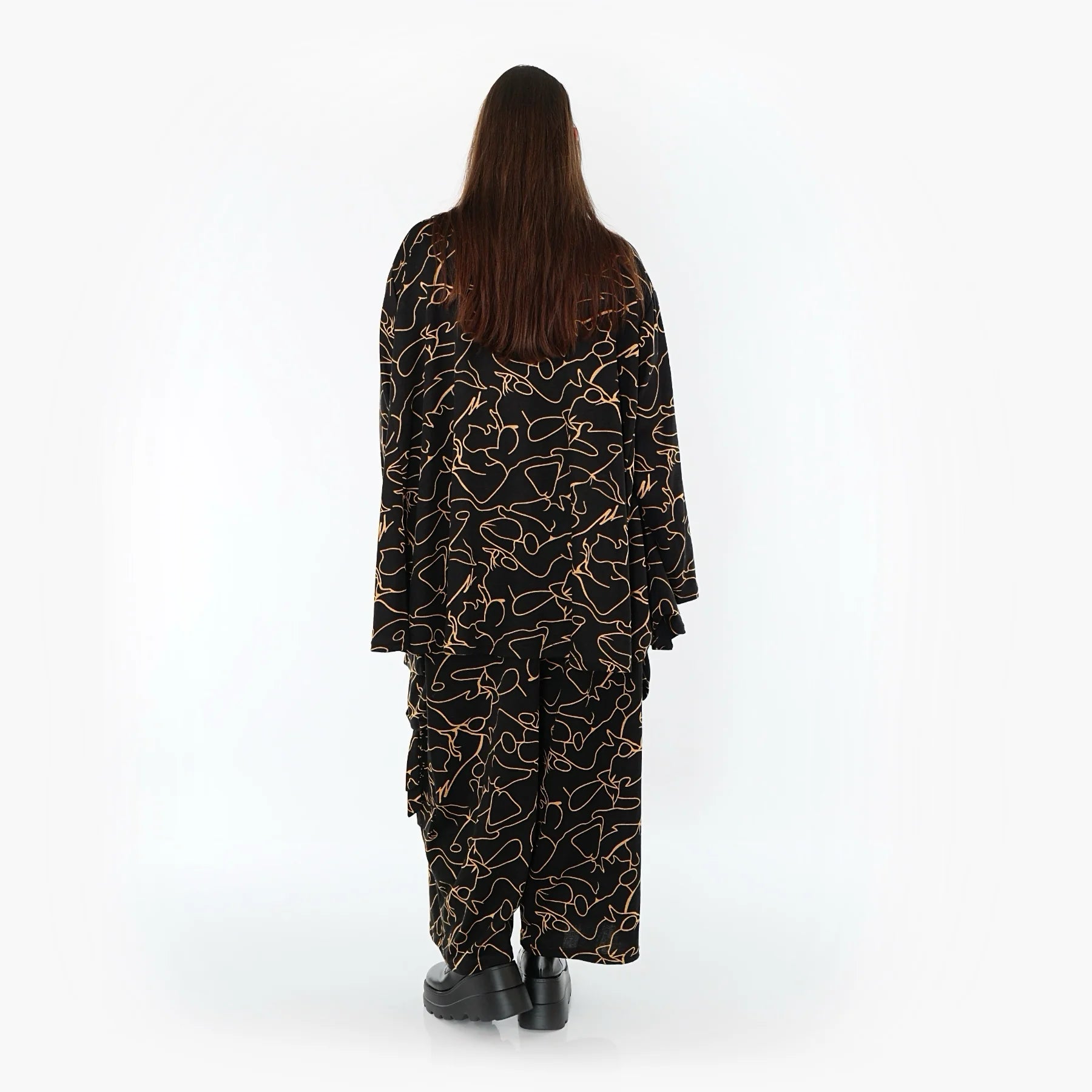  Ballonhose von AKH Fashion aus Viskose, 1545.07125, Schwarz/Orange, Kringel, Ausgefallen