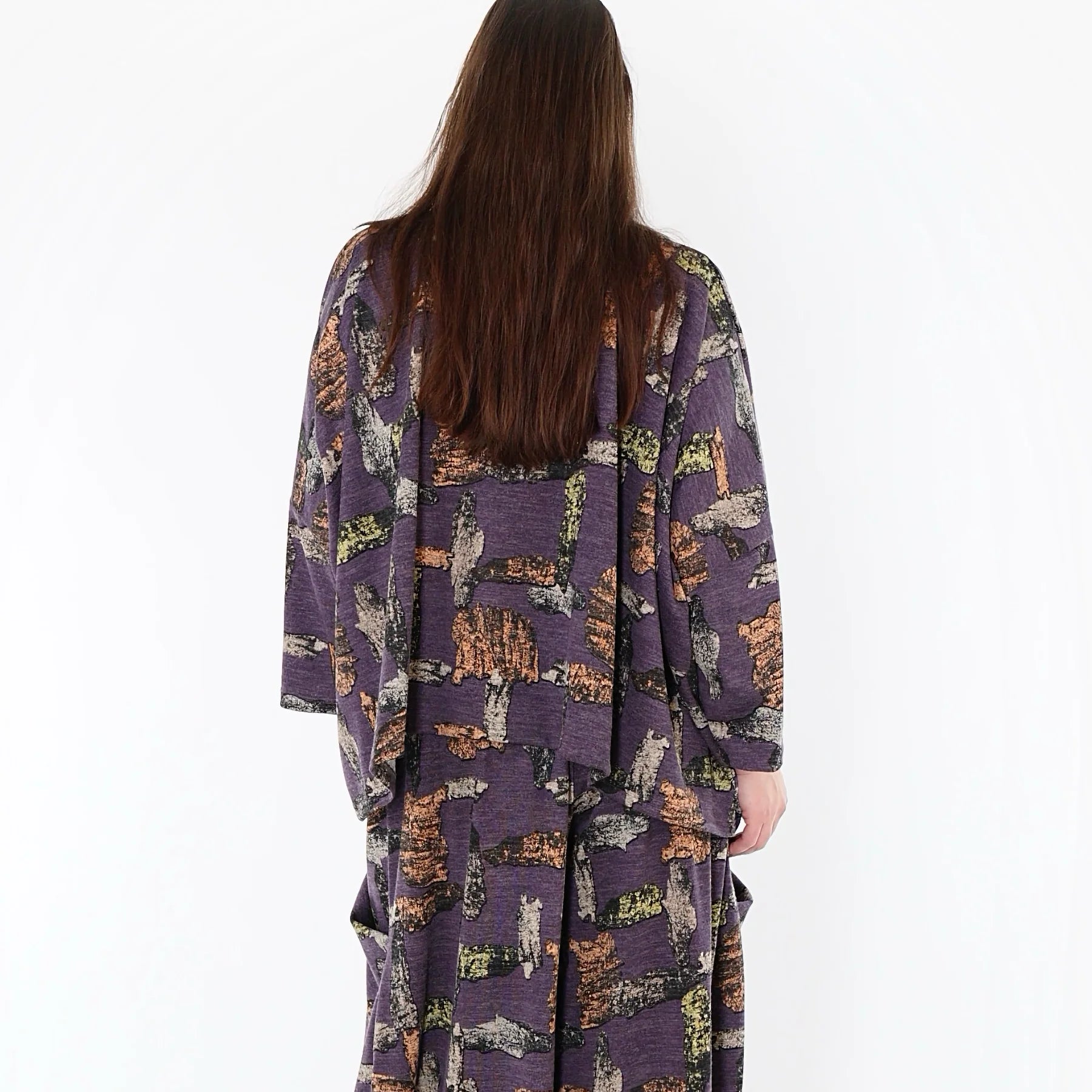  AKH Fashion Überwurf in kastiger Form, aus Materialmix, 1548.03018, Violett/Multi, Schick