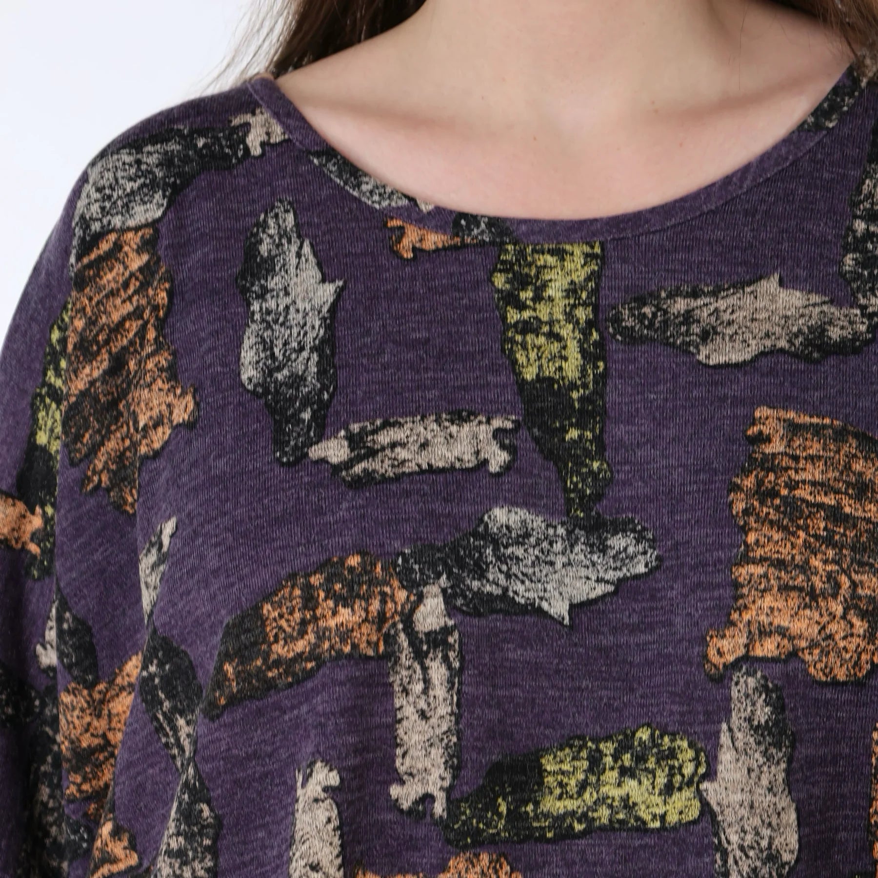  AKH Fashion Überwurf in kastiger Form, aus Materialmix, 1548.03018, Violett/Multi, Schick