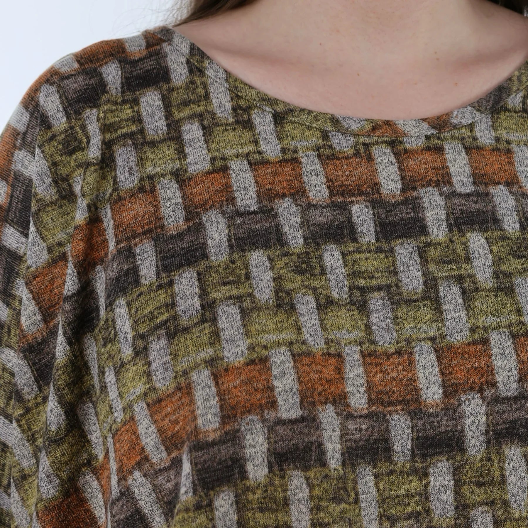  AKH Fashion Überwurf in kastiger Form, aus Materialmix, 1550.03018, Grau/Orange/Grün