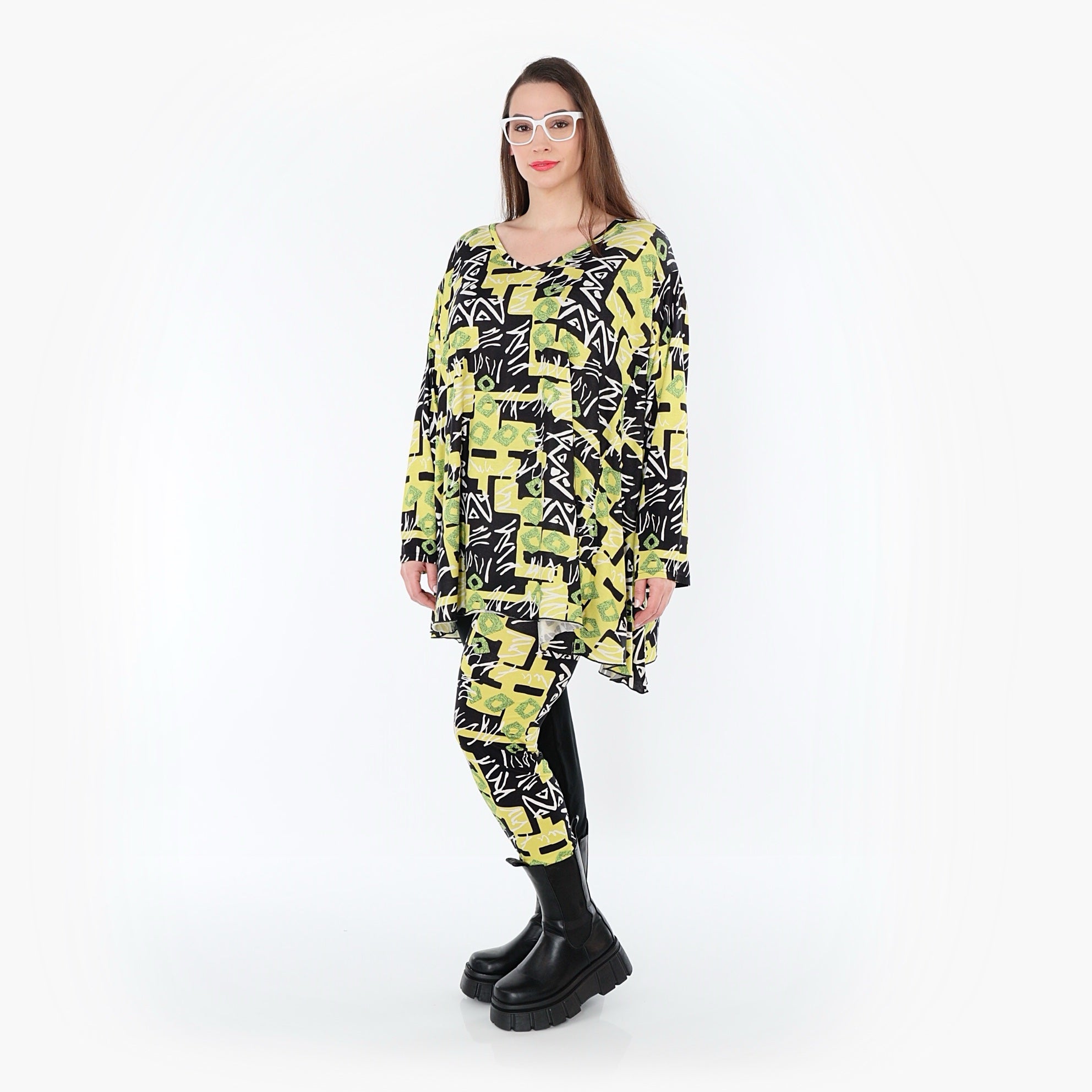  AKH Fashion Leggings in gerader Form, aus Viskose, 1556.0P100, Gelb/Multi, Abstrakt