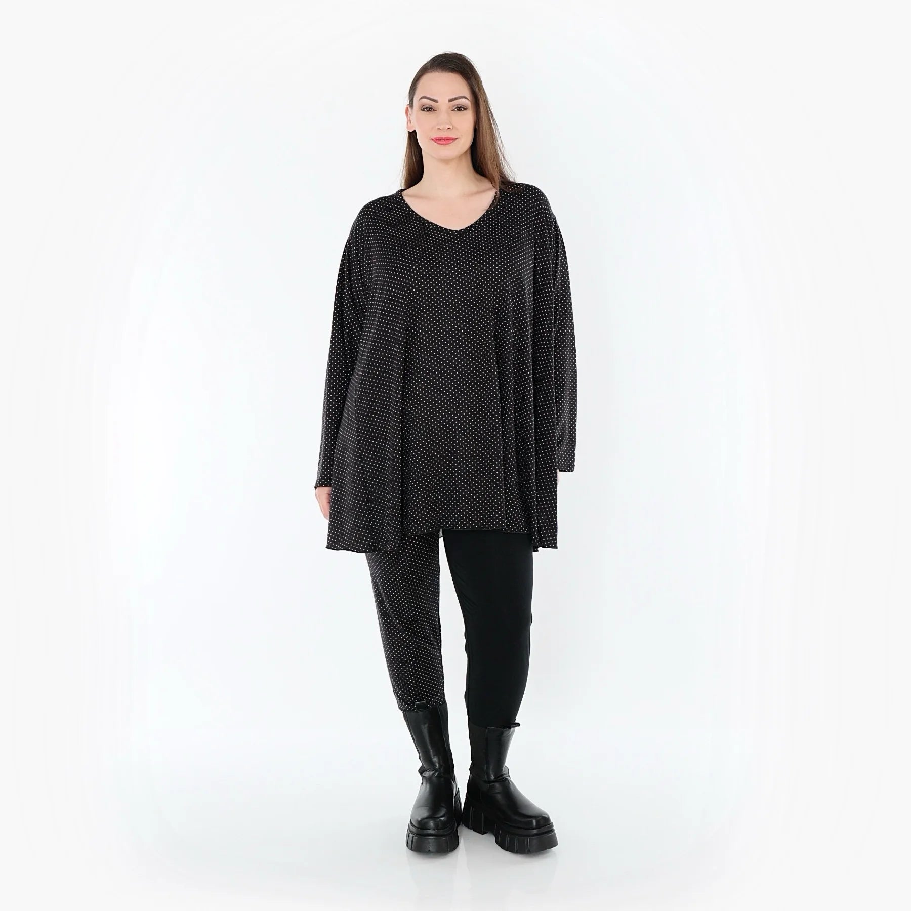  AKH Fashion Leggings in gerader Form, aus Viskose, 1558.0P100, Schwarz/Weiß, Punkte