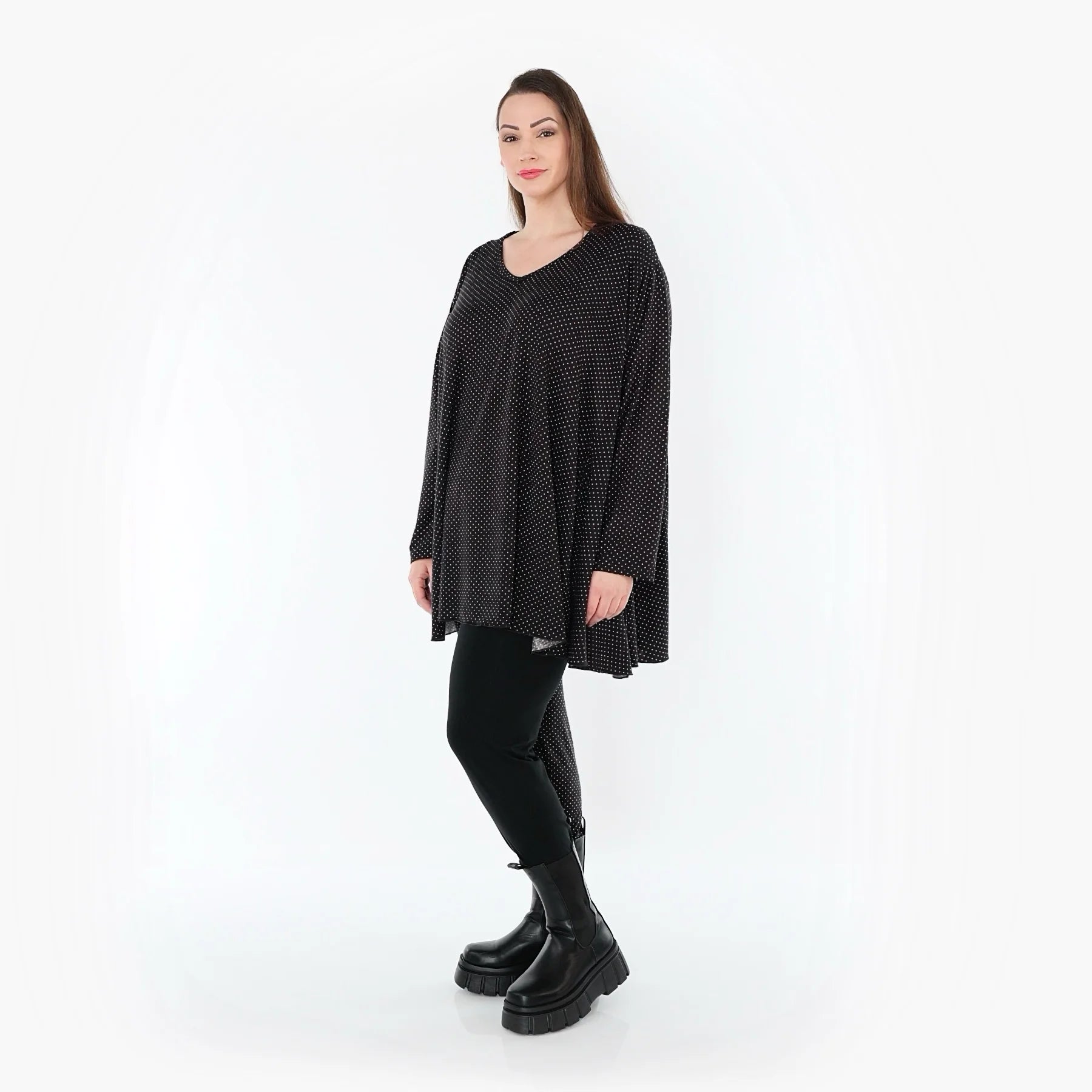  AKH Fashion Leggings in gerader Form, aus Viskose, 1558.0P100, Schwarz/Weiß, Punkte