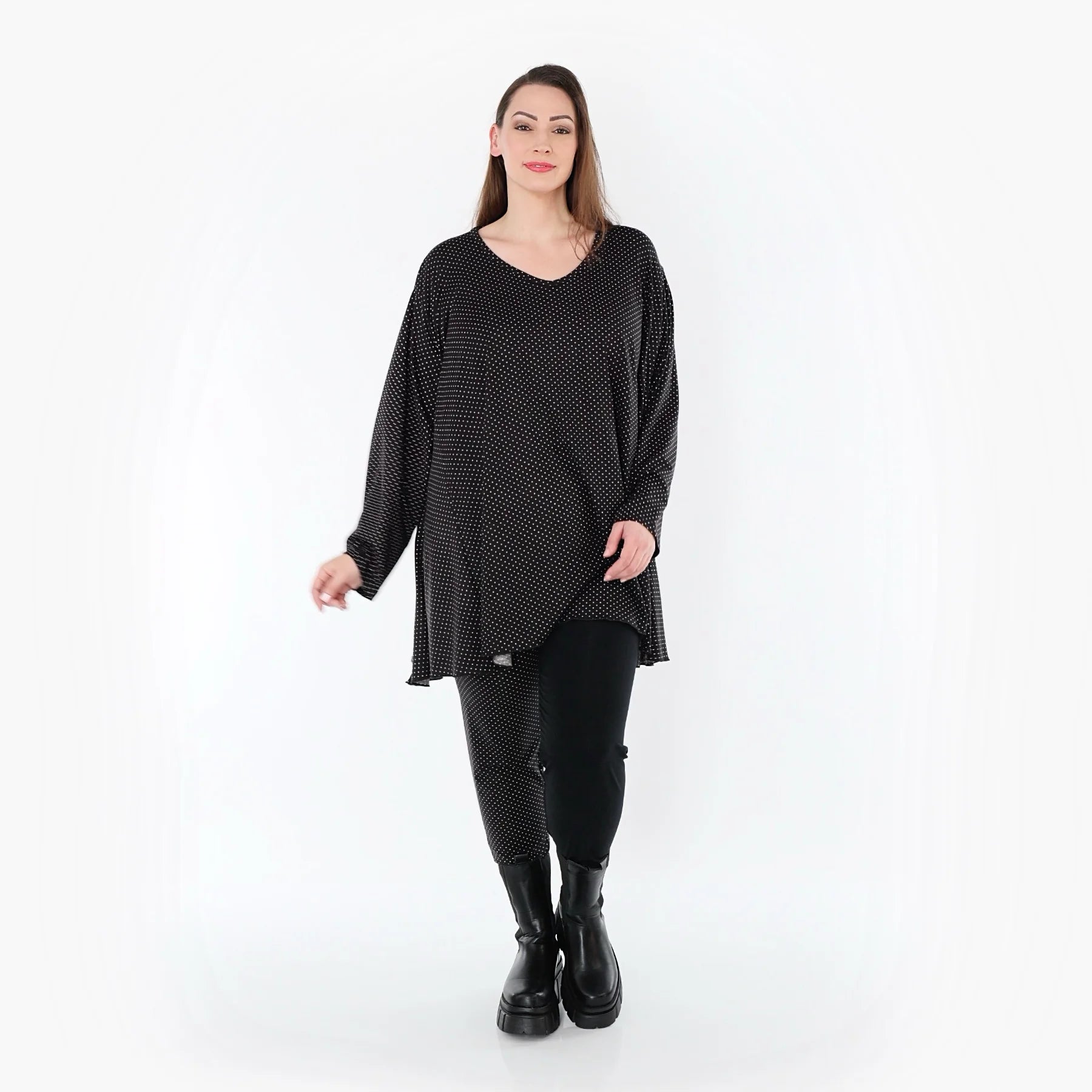  AKH Fashion Leggings in gerader Form, aus Viskose, 1558.0P100, Schwarz/Weiß, Punkte