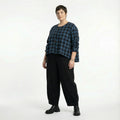  AKH Fashion Jacke in gerundeter Form, aus Polyester, 1562.00130, Blau/Schwarz, Kariert