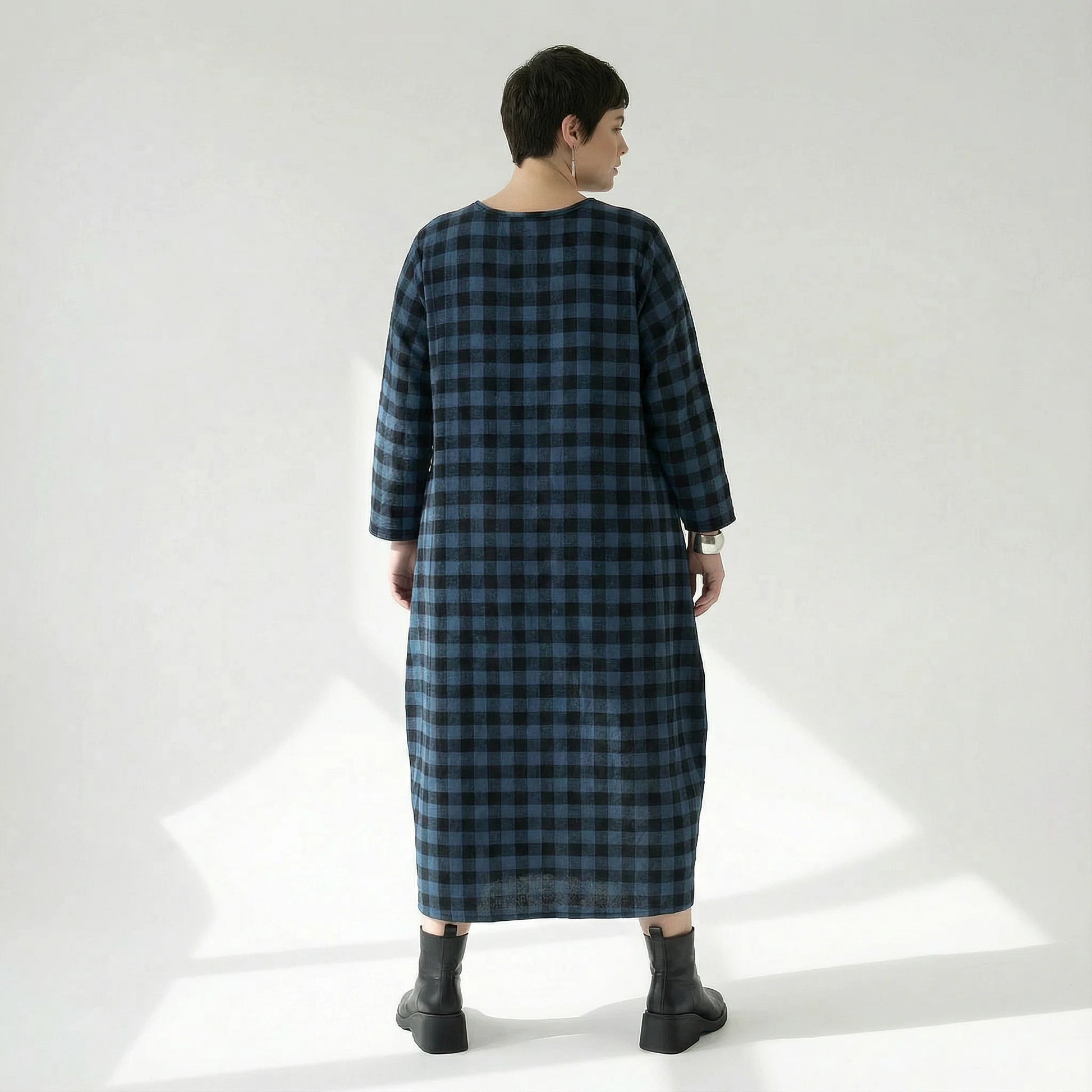  Ballonkleid von AKH Fashion aus Polyester, 1562.01926, Blau/Schwarz, Kariert, Ausgefallen