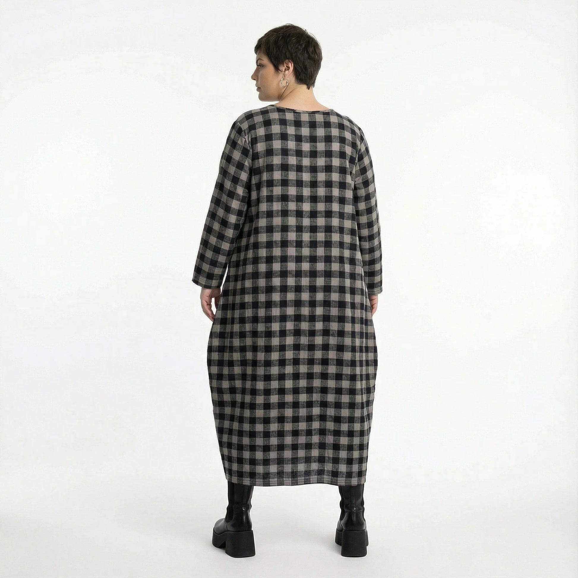  Ballonkleid von AKH Fashion aus Polyester, 1562.01926, Grau/Schwarz, Kariert, Ausgefallen