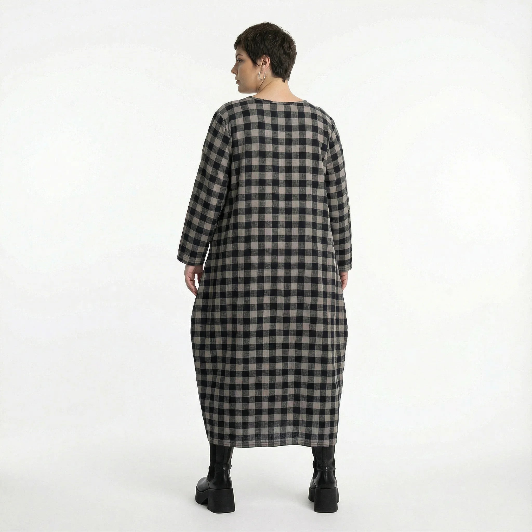  Ballonkleid von AKH Fashion aus Polyester, 1562.01926, Grau/Schwarz, Kariert, Ausgefallen