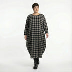  Ballonkleid von AKH Fashion aus Polyester, 1562.01926, Grau/Schwarz, Kariert, Ausgefallen