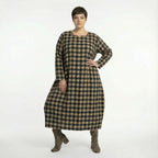  Ballonkleid von AKH Fashion aus Polyester, 1562.01926, Sand/Schwarz, Kariert, Ausgefallen