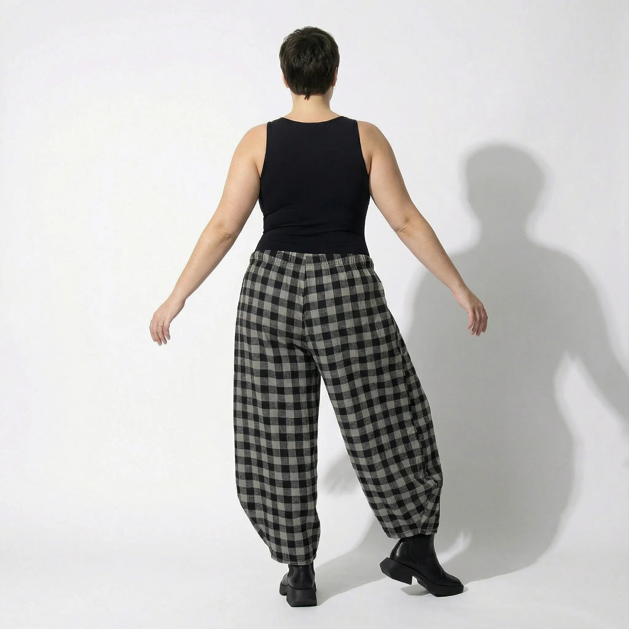 Ballonhose von AKH Fashion aus Polyester, 1562.08069, Grau/Schwarz, Kariert, Ausgefallen