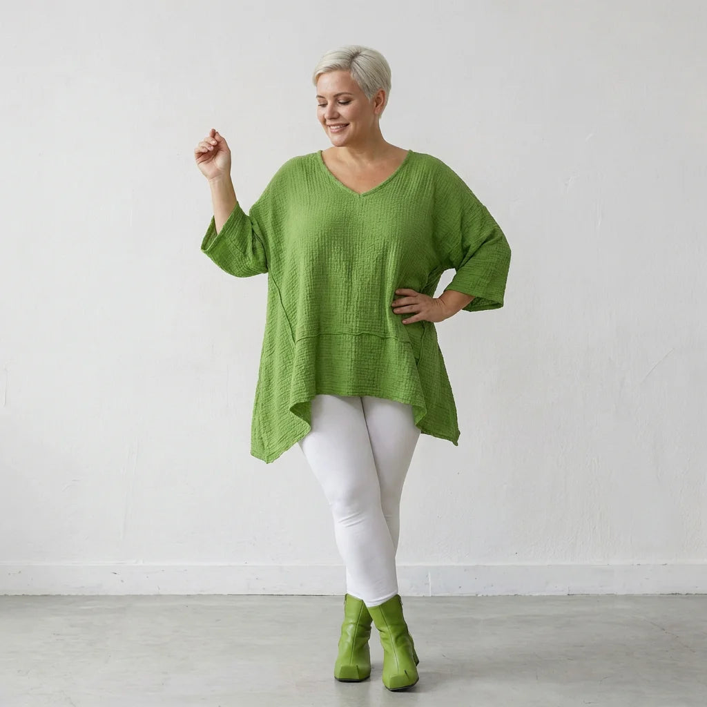 A-Form Bigshirt von AKH Fashion aus Baumwolle, 1573.05593, Grün, Kariert, Ausgefallen, Schick