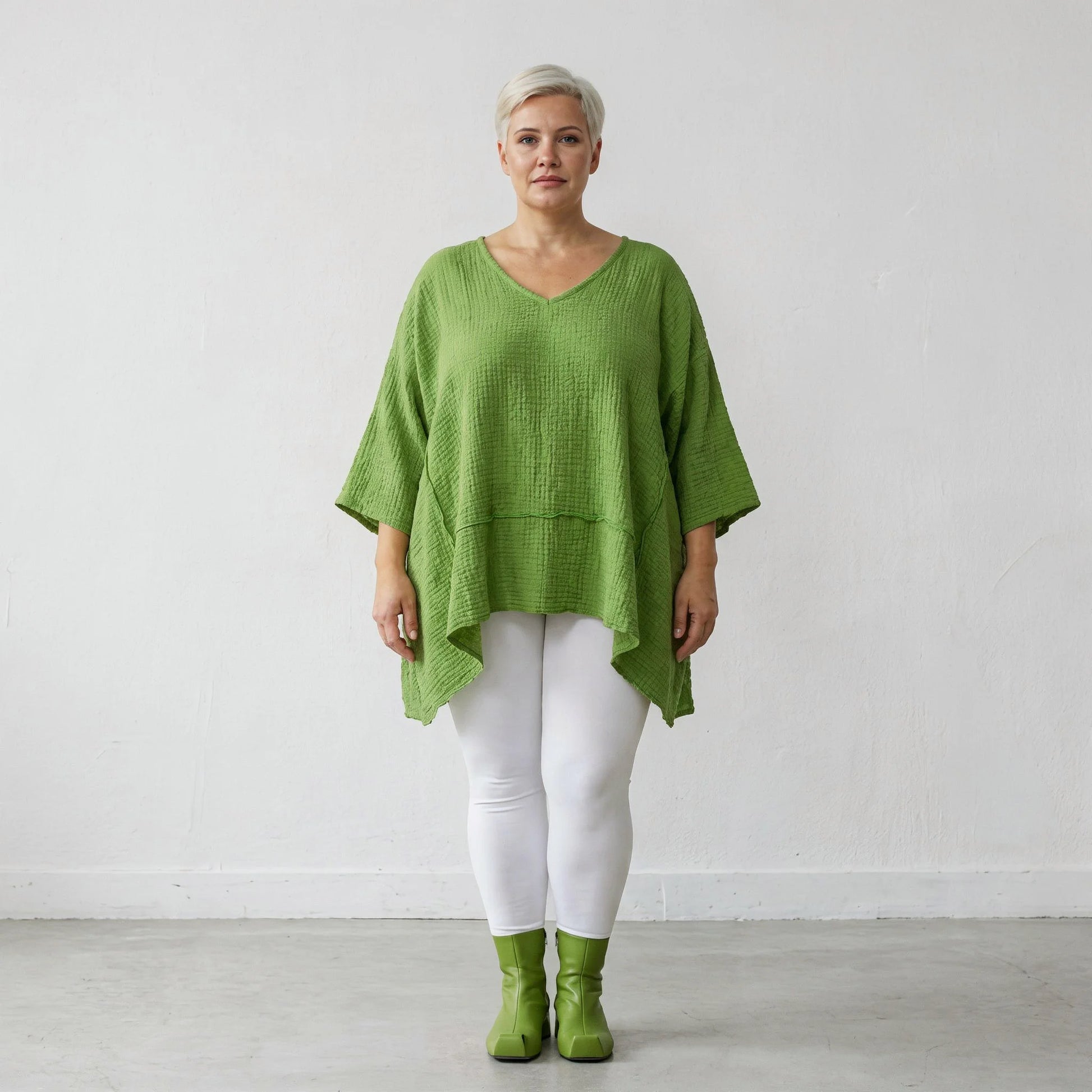 A-Form Bigshirt von AKH Fashion aus Baumwolle, 1573.05593, Grün, Kariert, Ausgefallen, Schick