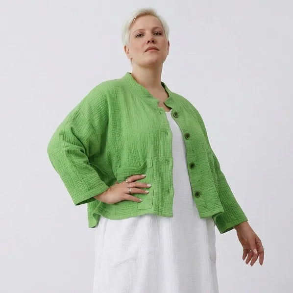 AKH Fashion Jacke in kastiger Form, aus Baumwolle, 1573.06929, Grün, Kariert, Ausgefallen