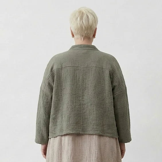 AKH Fashion Jacke in kastiger Form, aus Baumwolle, 1573.06929, Khaki, Kariert, Schick