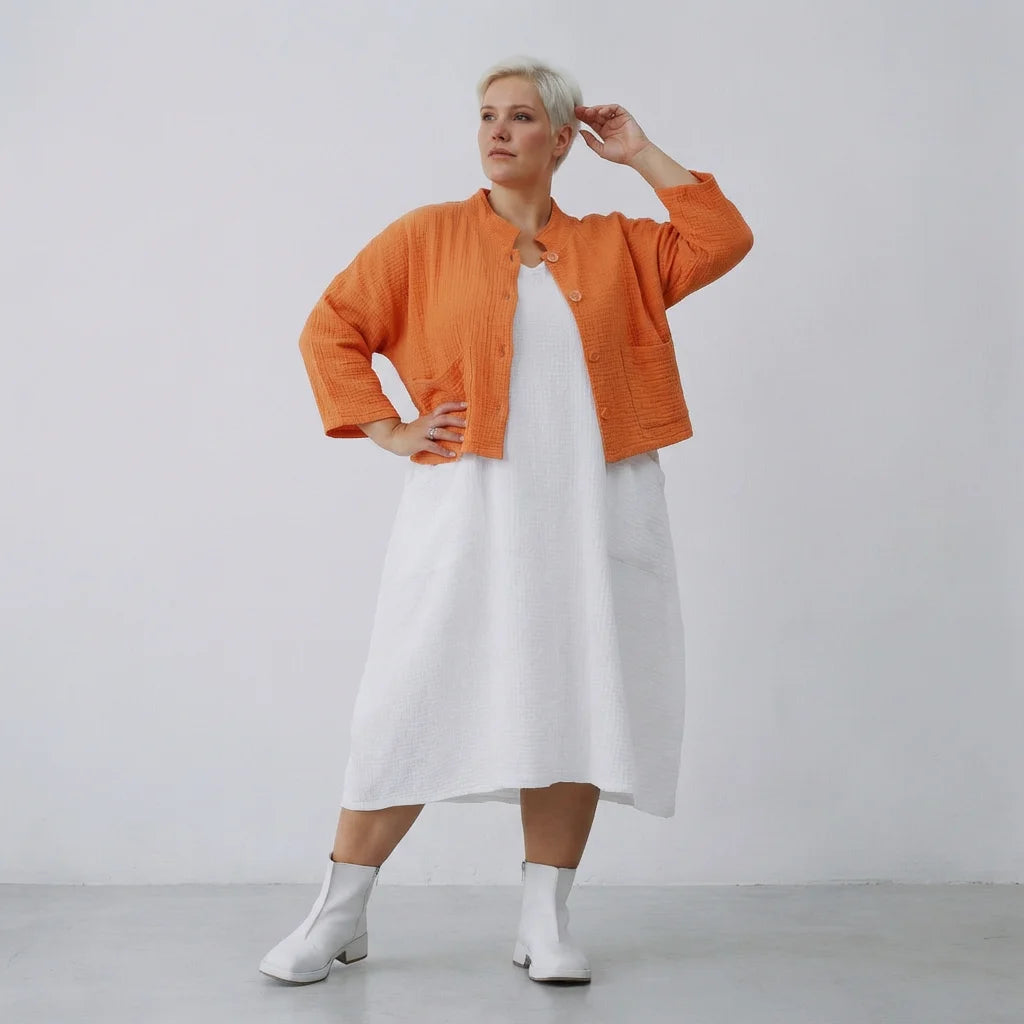 AKH Fashion Jacke in kastiger Form, aus Baumwolle, 1573.06929, Orange, Kariert, Schick