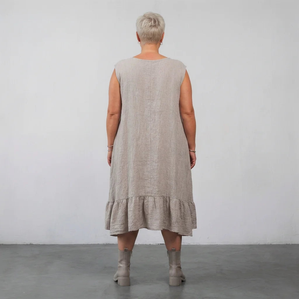 A-Form Kleid von AKH Fashion aus Baumwolle, 1573.07023, Beige, Kariert, Ausgefallen