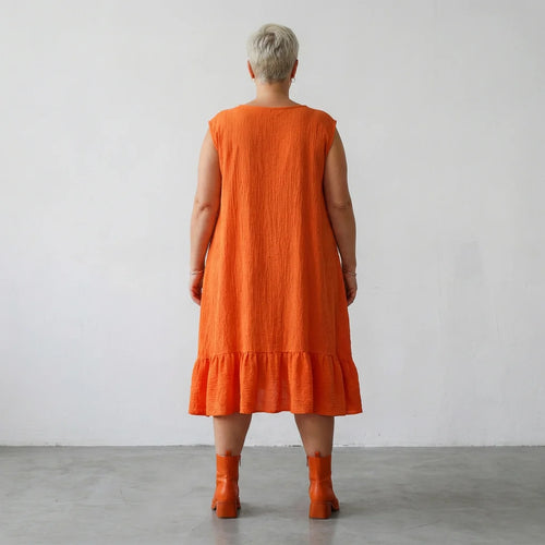  A-Form Kleid von AKH Fashion aus Baumwolle, 1573.07023, Orange, Kariert, Ausgefallen