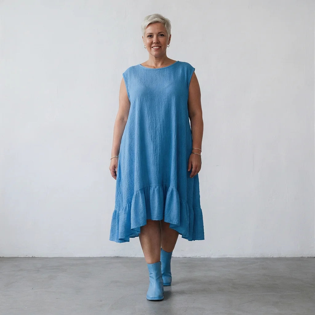 A-Form Kleid von AKH Fashion aus Baumwolle, 1573.07023, Türkis, Kariert, Ausgefallen