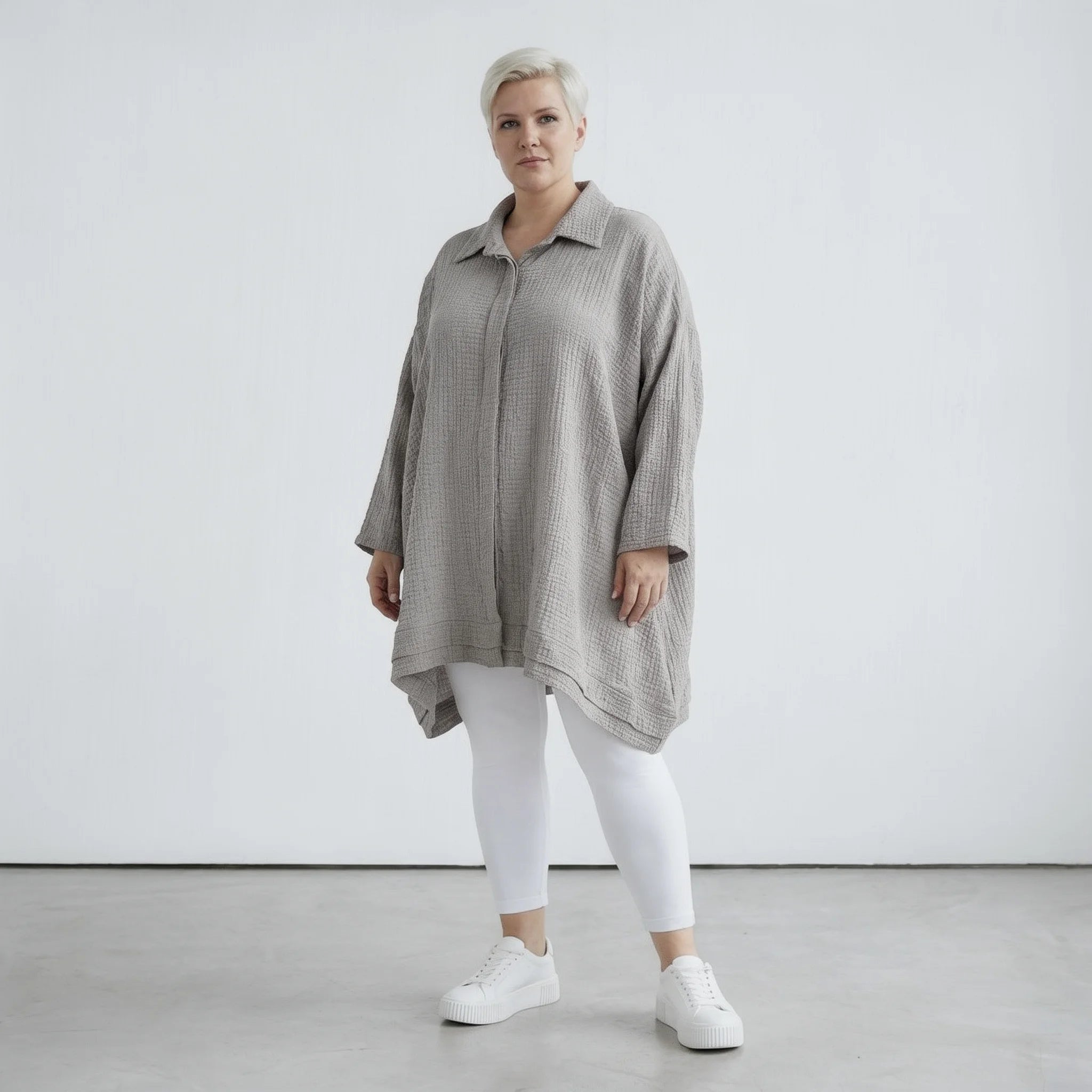 A-Form Bluse von AKH Fashion aus Baumwolle, 1573.07110, Beige, Kariert, Ausgefallen