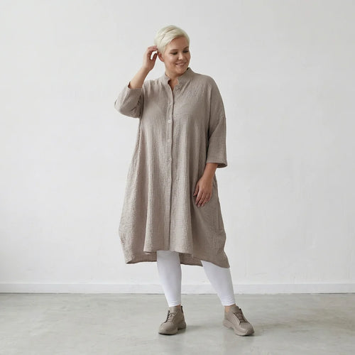 Ballon Bluse von AKH Fashion aus Baumwolle, 1573.07117, Beige, Kariert, Ausgefallen