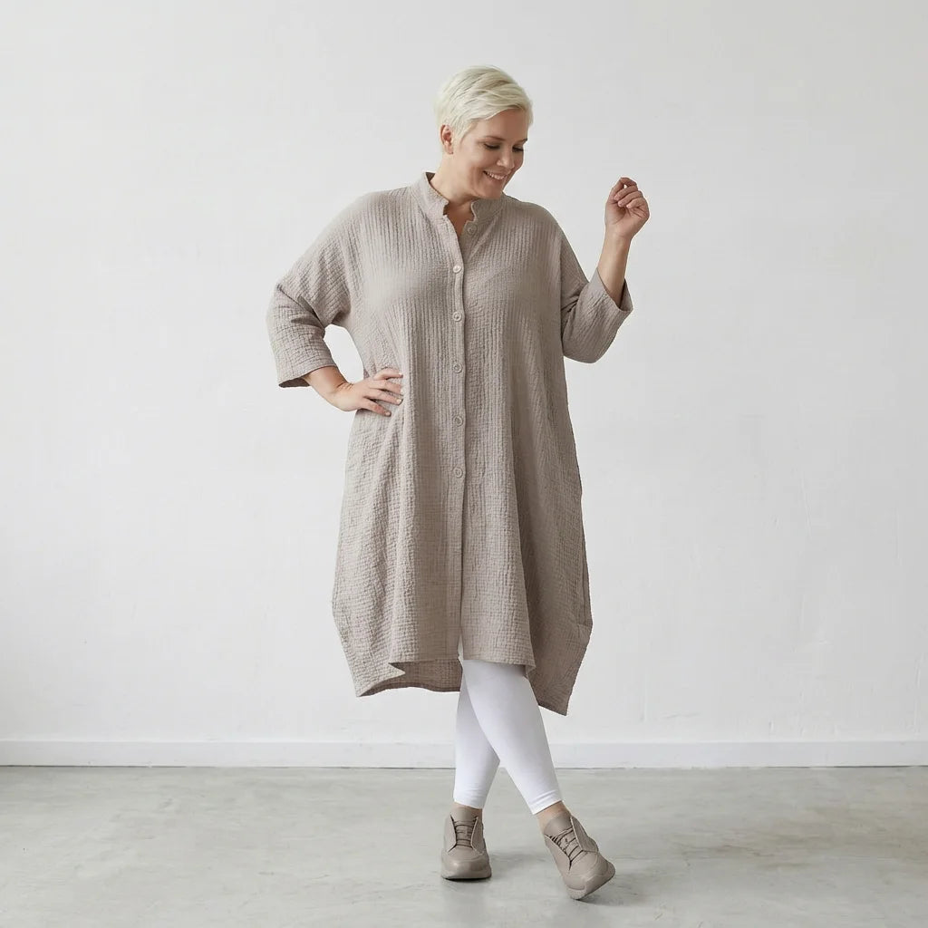 Ballon Bluse von AKH Fashion aus Baumwolle, 1573.07117, Beige, Kariert, Ausgefallen