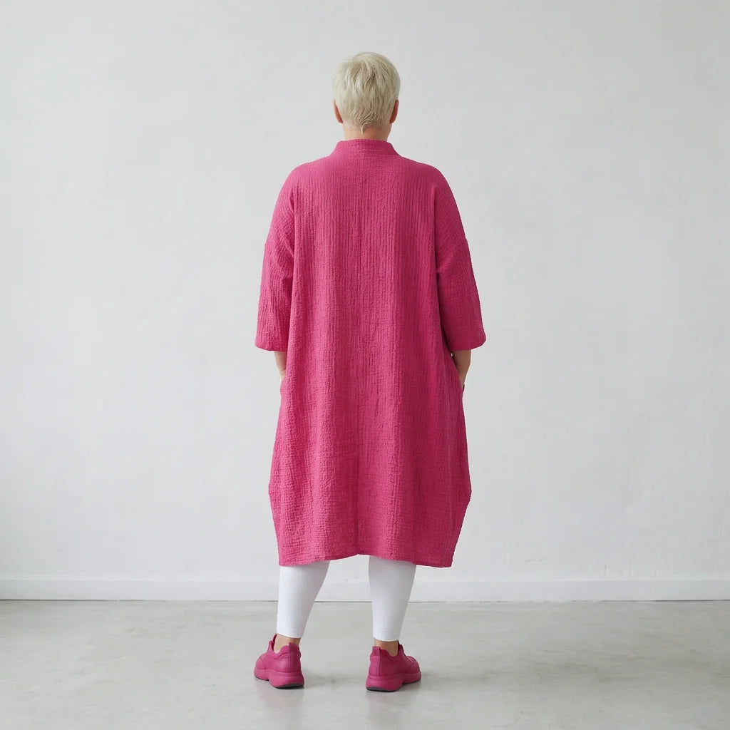 Ballon Bluse von AKH Fashion aus Baumwolle, 1573.07117, Fuchsia, Kariert, Ausgefallen