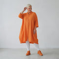  Ballon Bluse von AKH Fashion aus Baumwolle, 1573.07117, Orange, Kariert, Ausgefallen