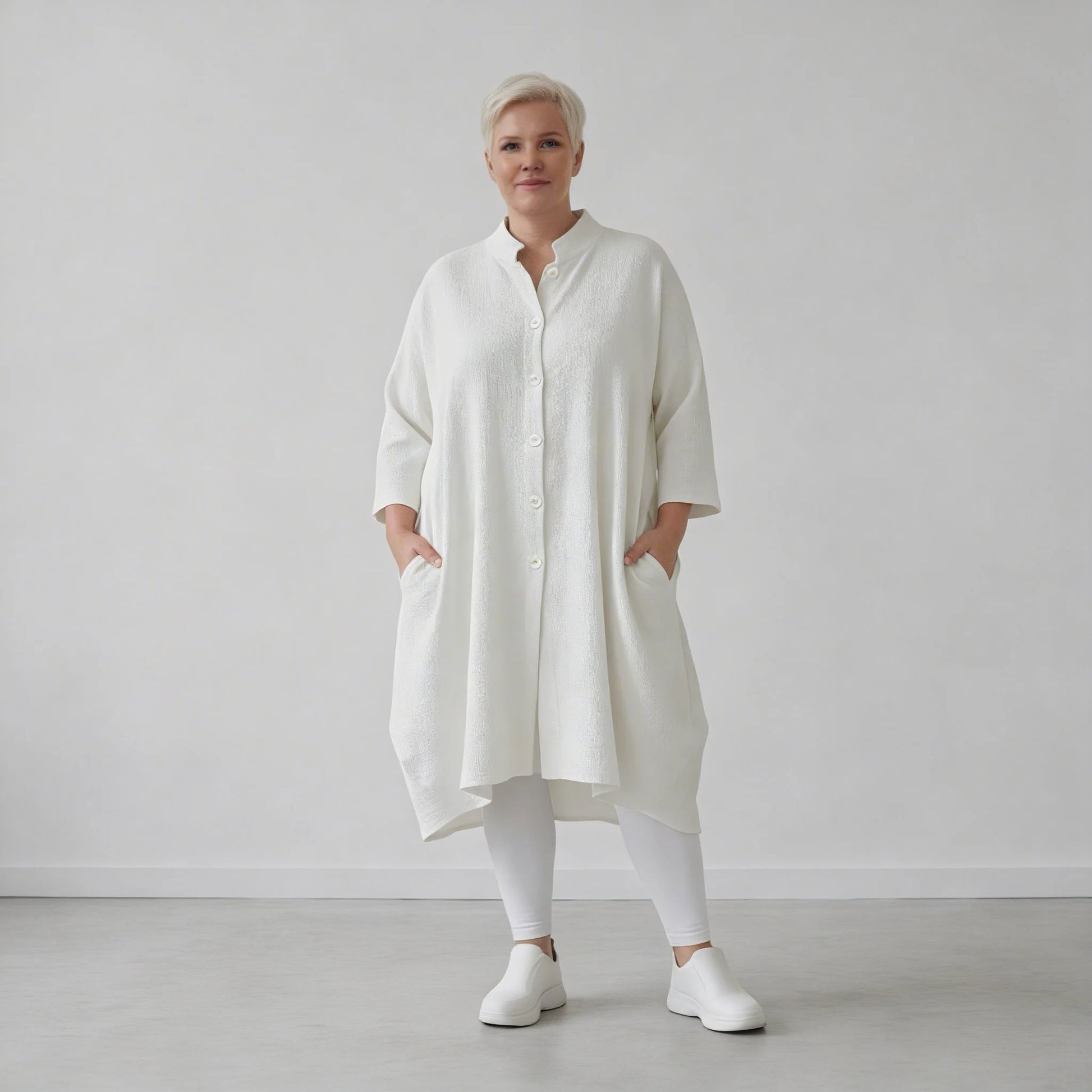 Ballon Bluse von AKH Fashion aus Baumwolle, 1573.07117, Weiß, Kariert, Ausgefallen, Schick