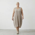  Ballonkleid von AKH Fashion aus Baumwolle, 1573.07118, Beige, Kariert, Ausgefallen, Schick