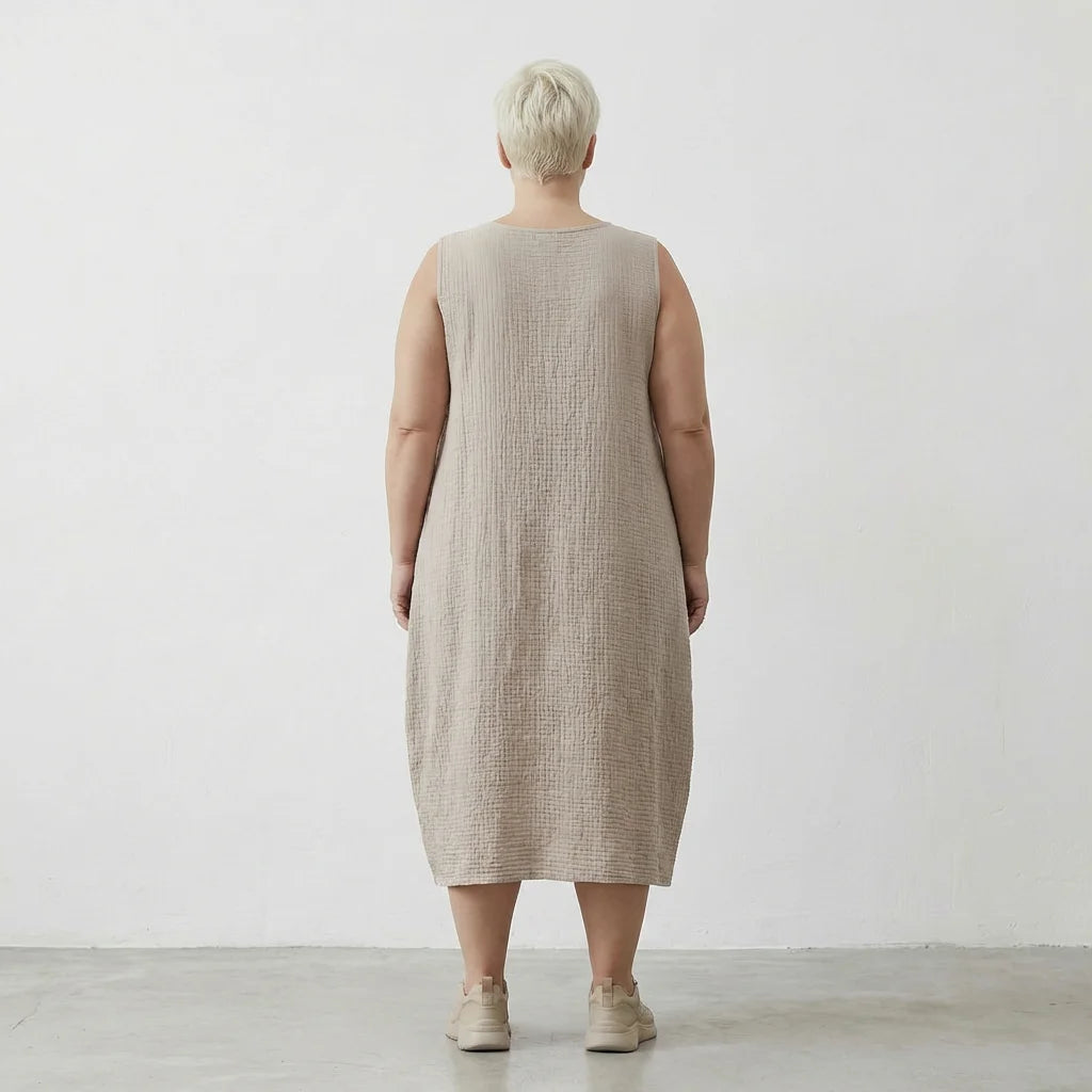  Ballonkleid von AKH Fashion aus Baumwolle, 1573.07118, Beige, Kariert, Ausgefallen, Schick