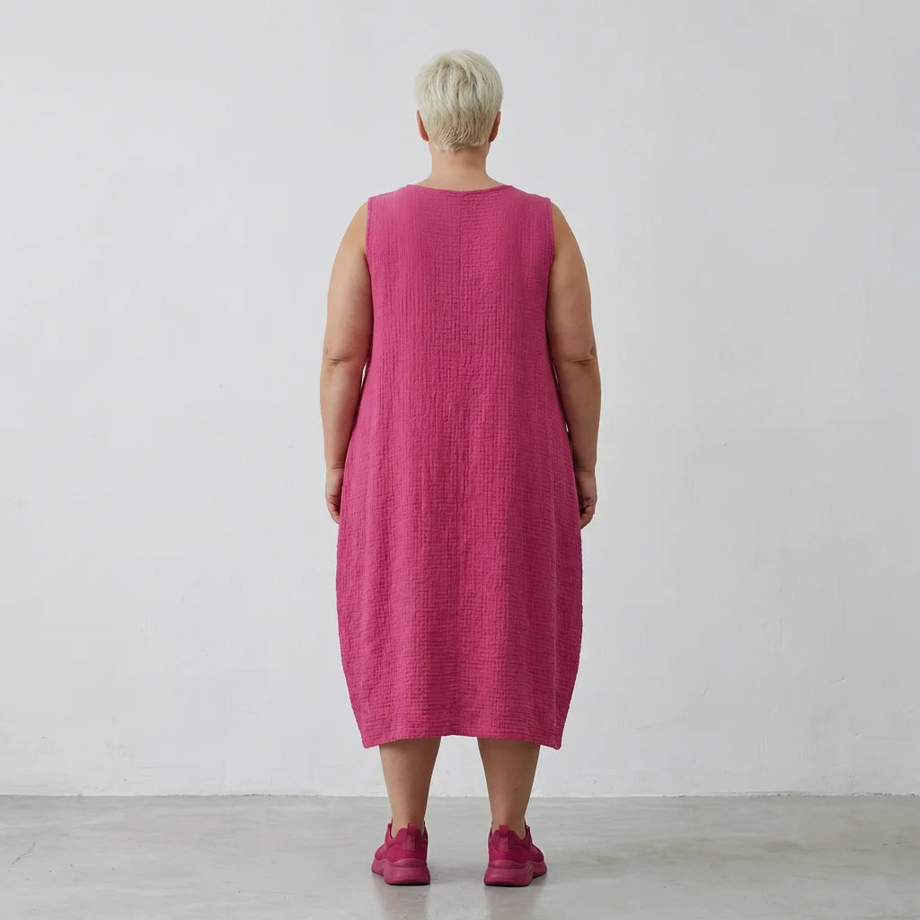 Ballonkleid von AKH Fashion aus Baumwolle, 1573.07118, Fuchsia, Kariert, Ausgefallen