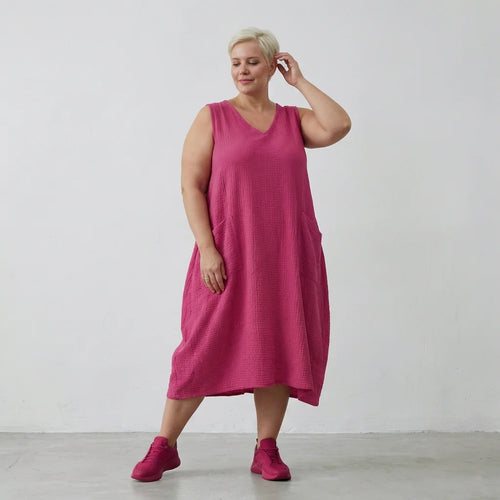  Ballonkleid von AKH Fashion aus Baumwolle, 1573.07118, Fuchsia, Kariert, Ausgefallen