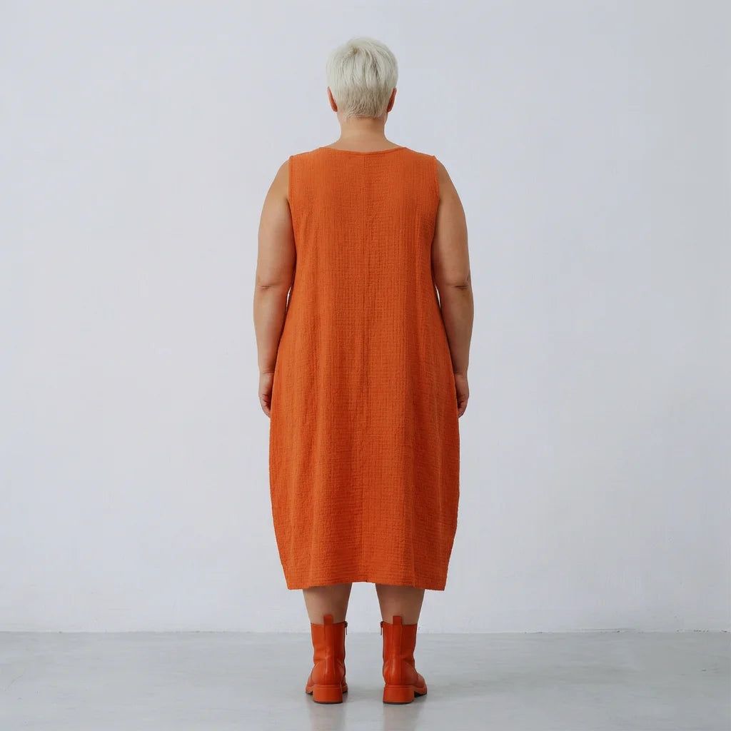 Ballonkleid von AKH Fashion aus Baumwolle, 1573.07118, Orange, Kariert, Ausgefallen