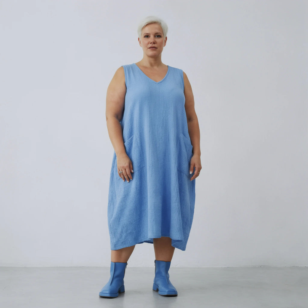  Ballonkleid von AKH Fashion aus Baumwolle, 1573.07118, Türkis, Kariert, Ausgefallen