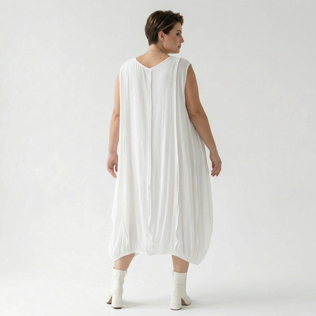 Ballonkleid von AKH Fashion aus Viskose, 1576.02288, Weiß, Ausgefallen, Zeitlos, Schick