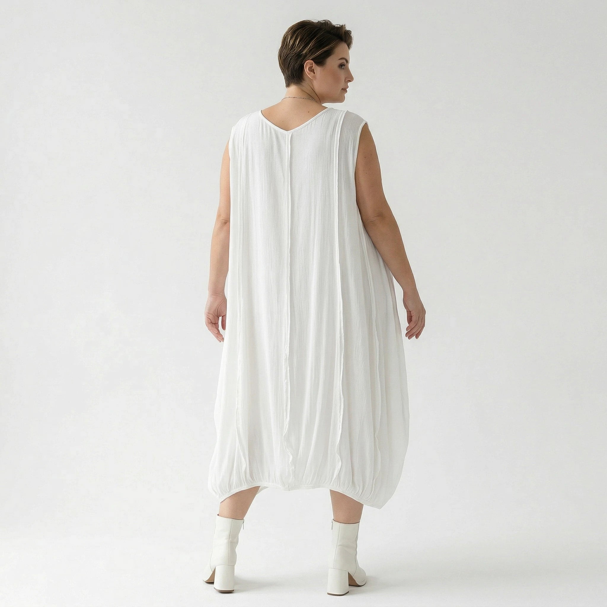 Ballonkleid von AKH Fashion aus Viskose, 1576.02288, Weiß, Ausgefallen, Zeitlos, Schick