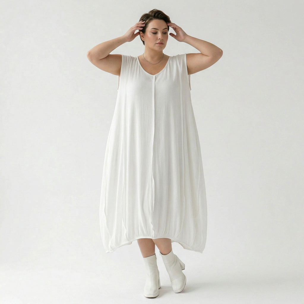 Ballonkleid von AKH Fashion aus Viskose, 1576.02288, Weiß, Ausgefallen, Zeitlos, Schick