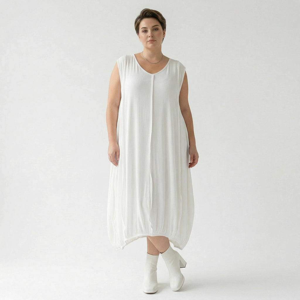 Ballonkleid von AKH Fashion aus Viskose, 1576.02288, Weiß, Ausgefallen, Zeitlos, Schick