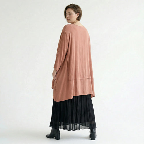 A-Form Bigshirt von AKH Fashion aus Viskose, 1576.05593, Mauve, Ausgefallen, Zeitlos, Schick