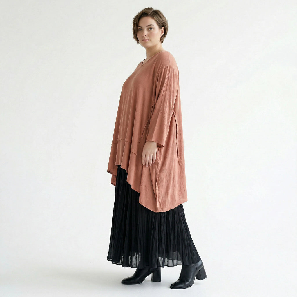 A-Form Bigshirt von AKH Fashion aus Viskose, 1576.05593, Mauve, Ausgefallen, Zeitlos, Schick