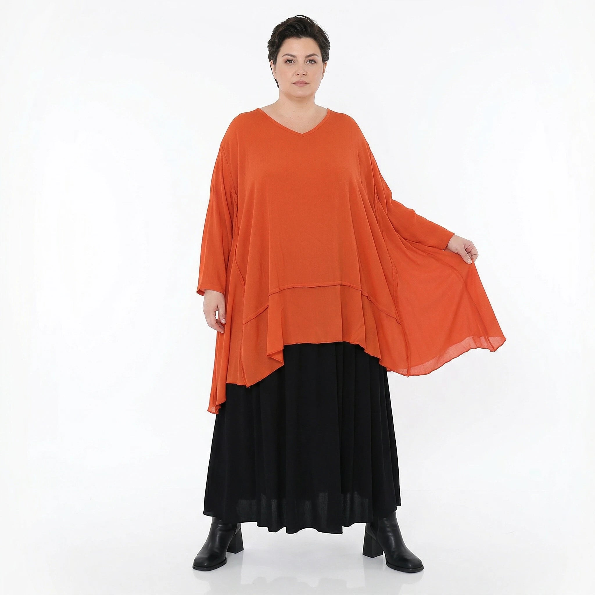 A-Form Bigshirt von AKH Fashion aus Viskose, 1576.05593, Orange, Ausgefallen, Zeitlos, Schick