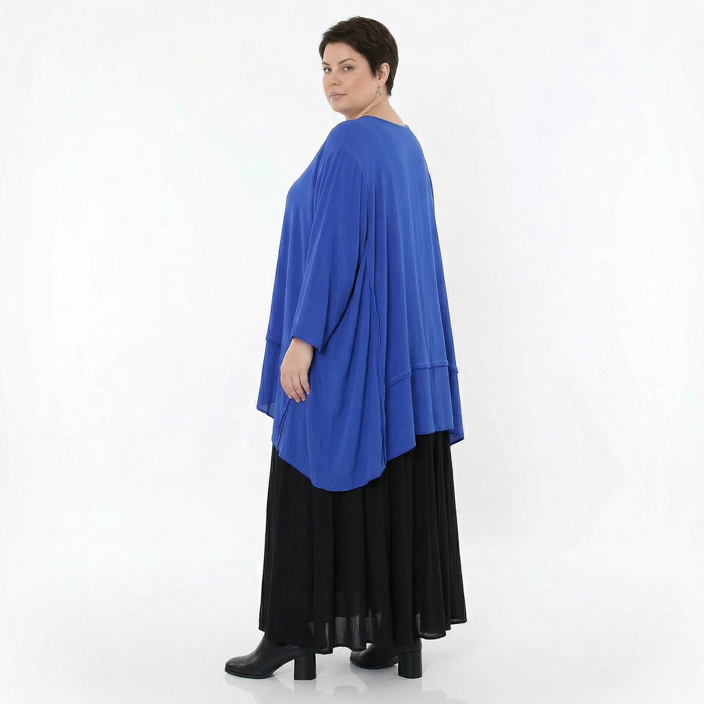 A-Form Bigshirt von AKH Fashion aus Viskose, 1576.05593, Royalblau, Ausgefallen, Zeitlos