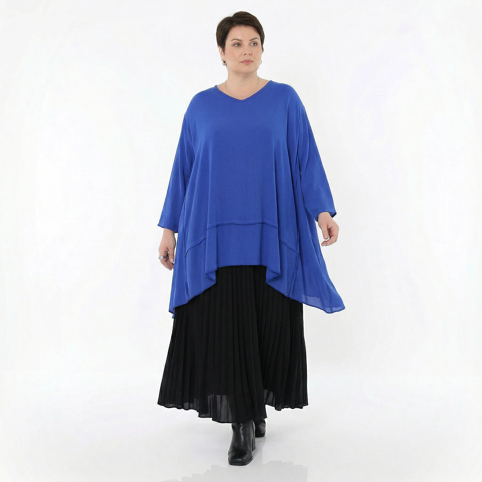 A-Form Bigshirt von AKH Fashion aus Viskose, 1576.05593, Royalblau, Ausgefallen, Zeitlos